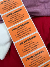 Load image into Gallery viewer, T-Shirt Care Instruction Labels